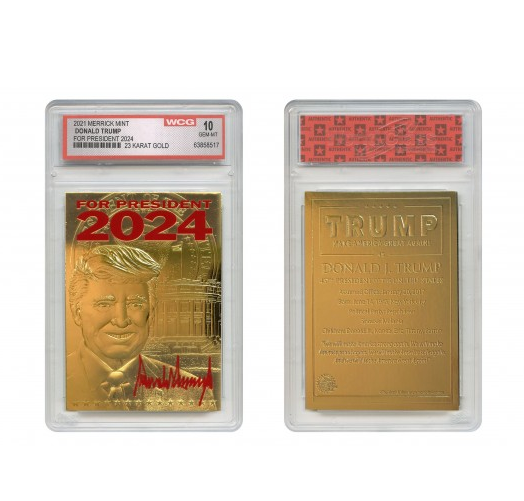 Donald Trump 45th President 23K GOLD Sculpted Card SIGNATURE President 2024 Edition - GRADED GEM MINT 10